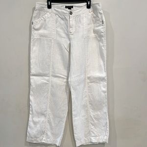 INC International Concepts White Wide-Leg Linen-Blend Pants